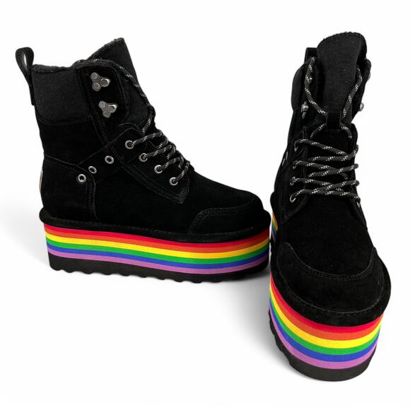 Bearpaw Retro Alicia Boots Black with Rainbow Platform Women's 8 M - Picture 15 of 15